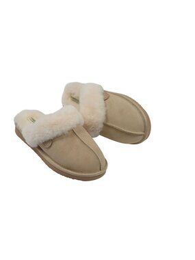 Fireside by Dearfoams Melville Genuine Shearling Scuff Slippers in Sand